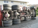 Truck on its side